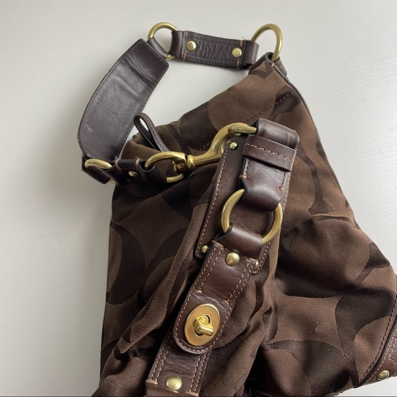 Coach Brown Canvas Big Monogram Gold Hardware Square Shoulder Bag K0773-10620 - Picture 8 of 12